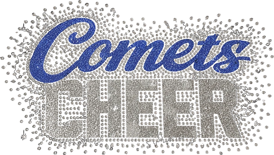 Comets Cheer glitter and rhinestone design