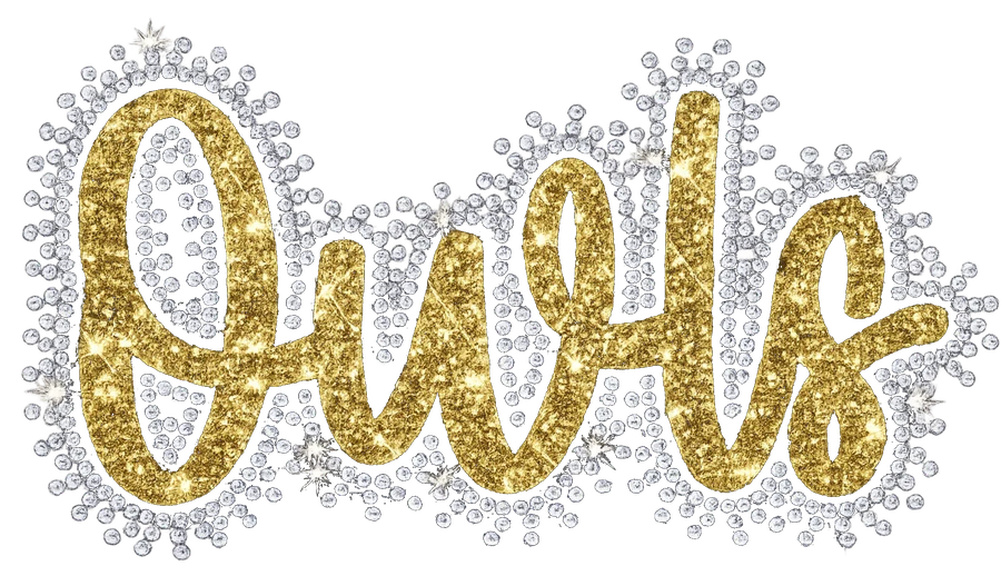 Owls gold glitter and rhinestone design