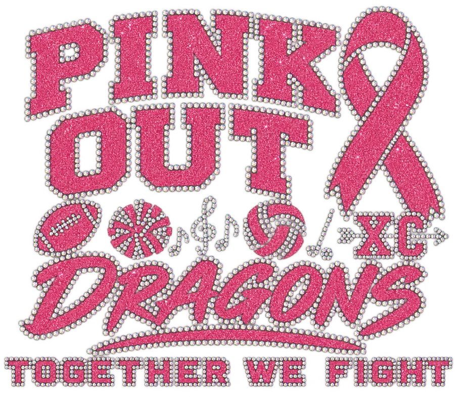 Pink Out Dragons glitter and rhinestone design